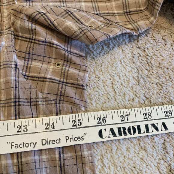 Wrangler Riggs Workwear Shirt Men's XL Tan Plaid Long Sleeve - Picture 11 of 14